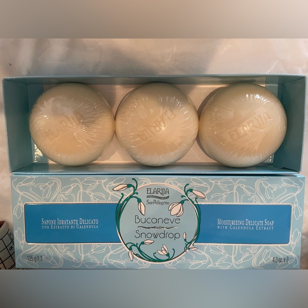 Perlier Elariia San Pellegrino Bucuneve Snowdrop 3 Pack Moisturizing Soap - Picture 2 of 5